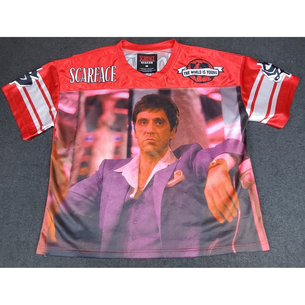 Scarface x Reason Tony Montana Pacino Jersey Medium Red 83 The World is Yours